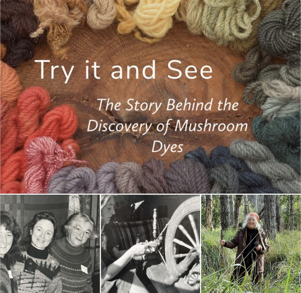 Title and photo collage re: mushroom dyeing