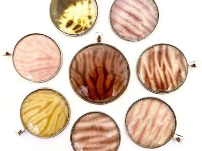 Shibori mushroom-dyed jewelry
