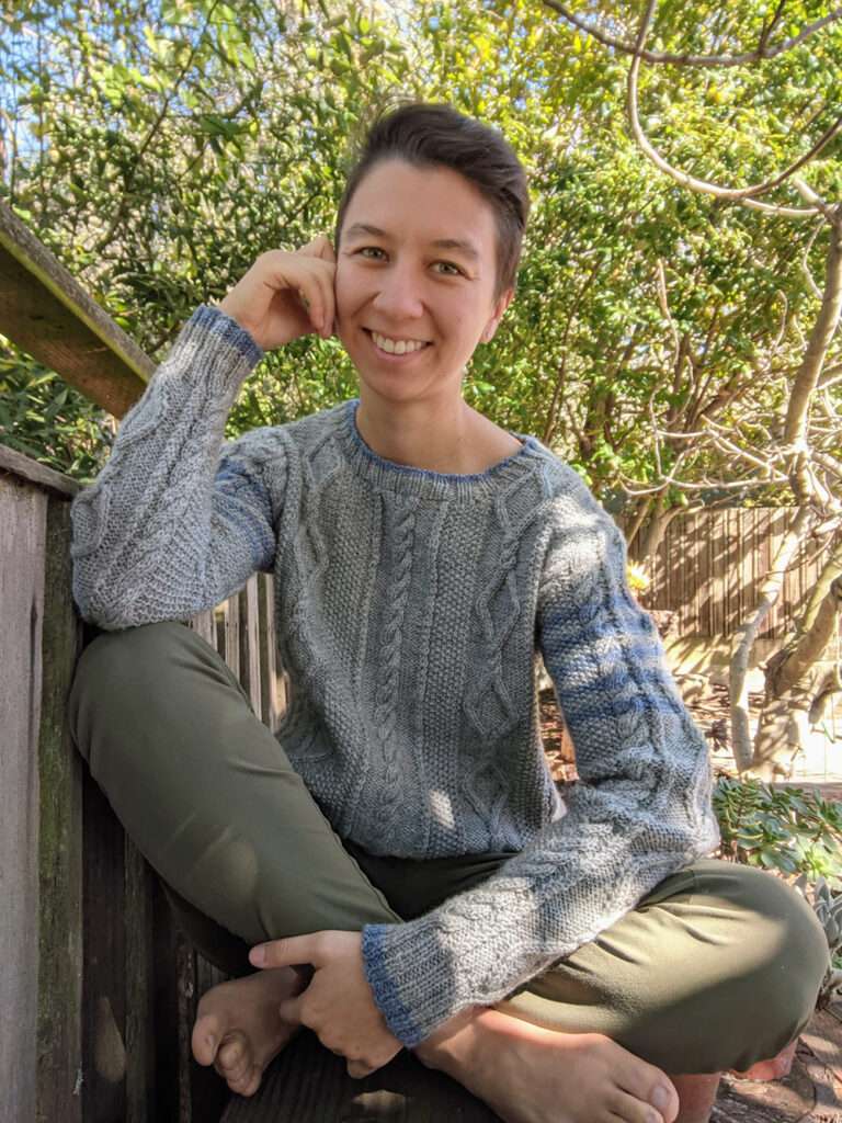 seated woman smiling